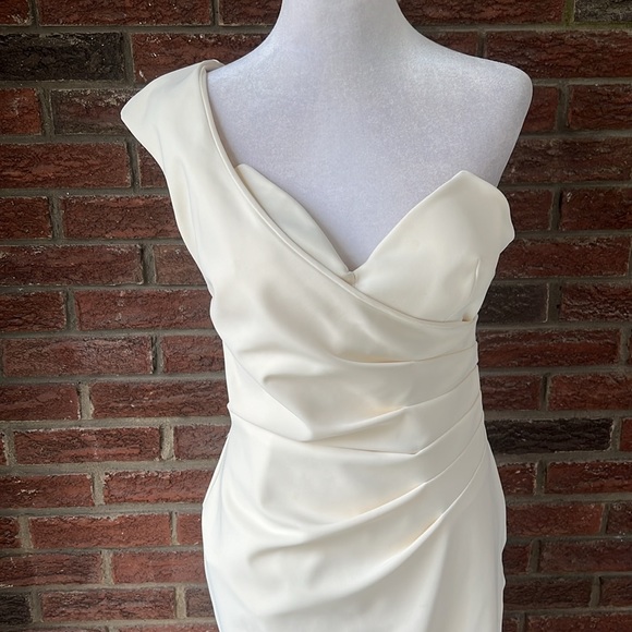 Chiara Boni La Petite Robe Shalom One-Shoulder Front-Slit Wrap Gown 8 NWT - Picture 3 of 5